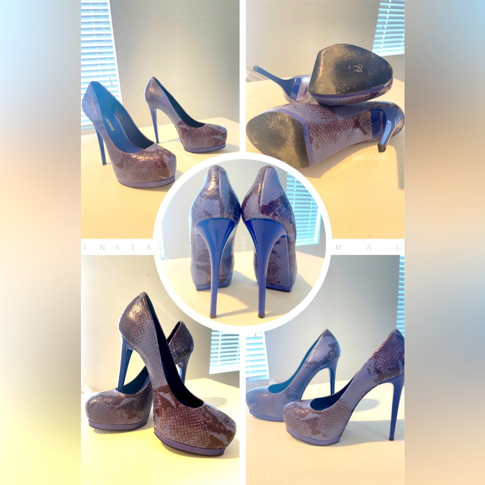 Gorgeous Blue Snake Pattern Platform Heels Sz. 9